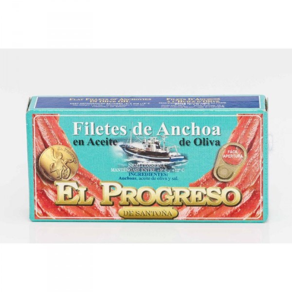 FILETES DE ANCHOA EL PROGRESO ACEITE OLIVA RR-50, 29 GR. P.E
