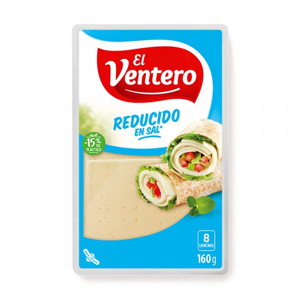 QUESO EL VENTERO TIERNO REDUCIDO EN SAL LONCHEADO 160 GRS