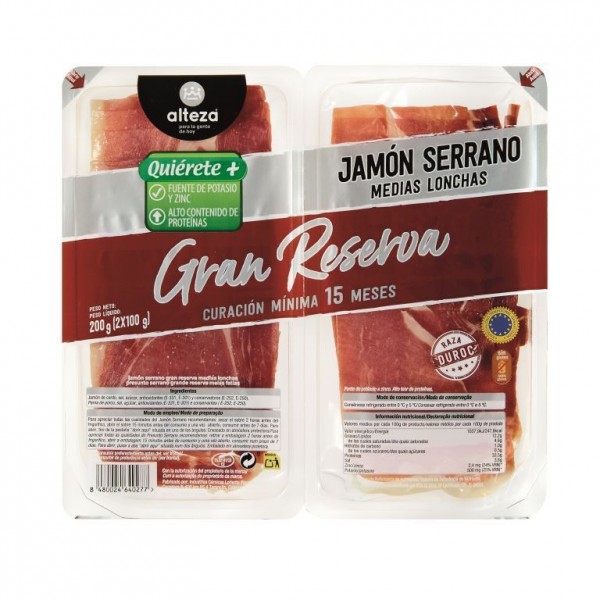 JAMON ALTEZA SERRANO GRAN RESERVA 15 MESES 2X100 GRS.