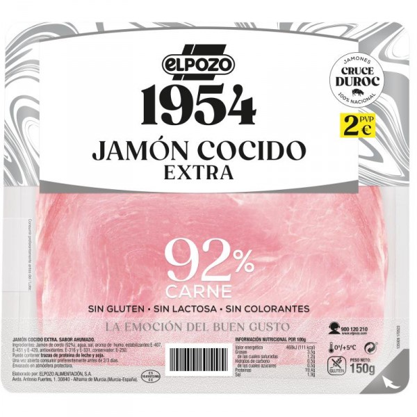 JAMON COCIDO EXTRA ELPOZO 1954 150 GRS.