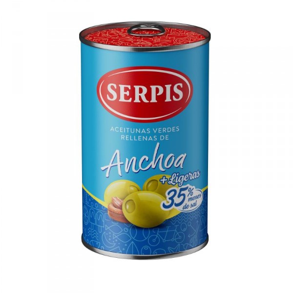 ACEITUNA SERPIS RELLENA ANCHOA LIGERAS 300 GRS. 130 GR.P.E.