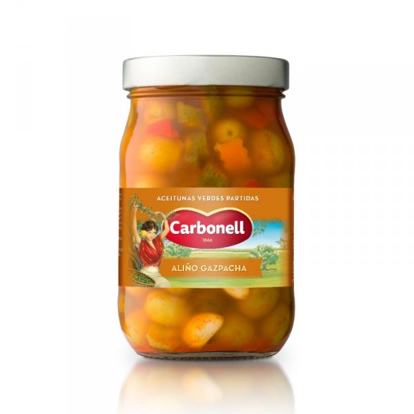 ACEITUNA CARBONELL ALIÑADA GAZPACHA 450 GRS P.E.