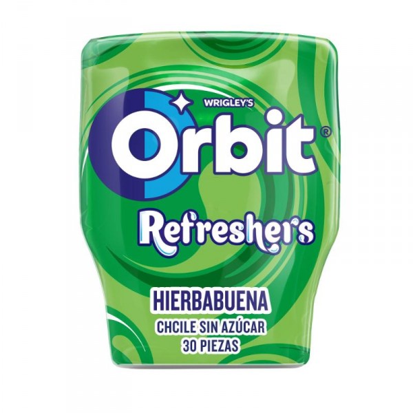 CHICLE ORBIT REFRESHERS HIERBABUENA BOT.30 GRAGEAS 67 GRS