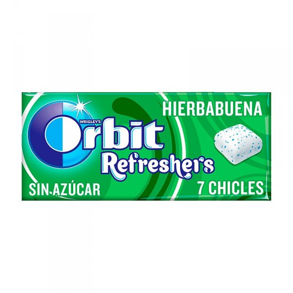 CHICLE ORBIT REFRESHERS HIERBABUENA 7 GRAGEAS.19GR.
