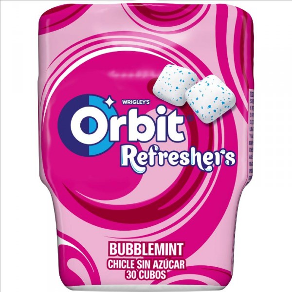CHICLE ORBIT REFRESHERS BUBBLEMINT BOTE 30 GRAGEAS 67 GRS.