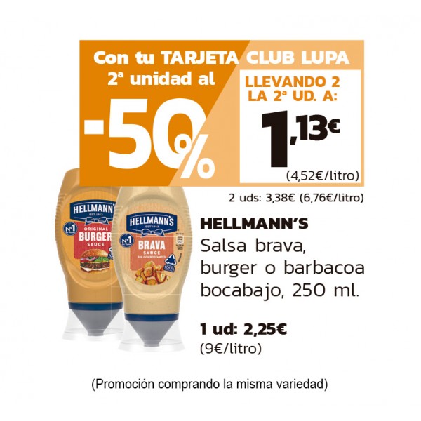 SALSA HELLMANN'S BRAVA BOCABAJO 250 ML.