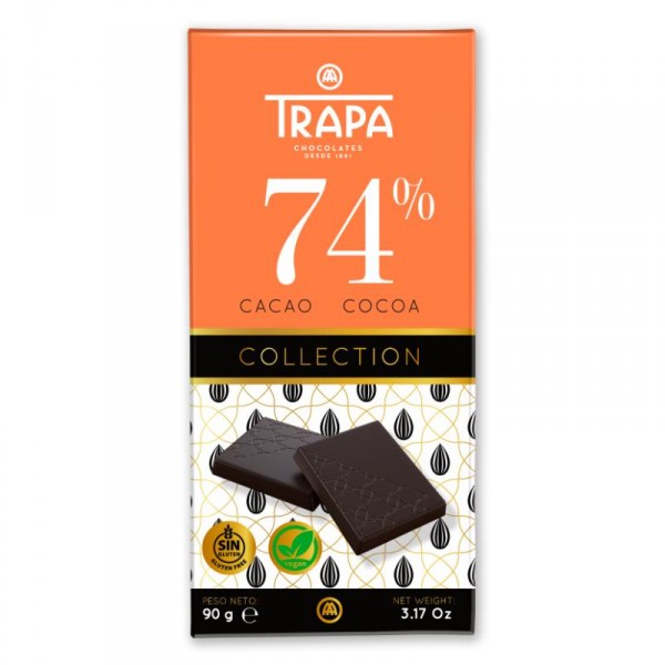 CHOCOLATE TRAPA COLLECTION NOIR 74% 90 GR.