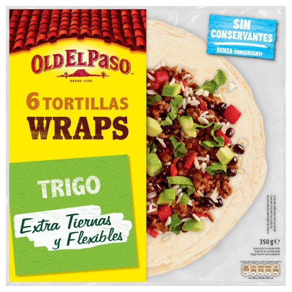 WRAPS TORTILLAS OLD EL PASO TRIGO 350 GRS