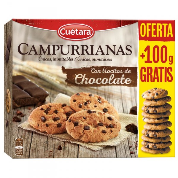 GALLETA CUETARA CAMPURRIANAS C/TROCITOS DE CHOCOLATE 350 GRS