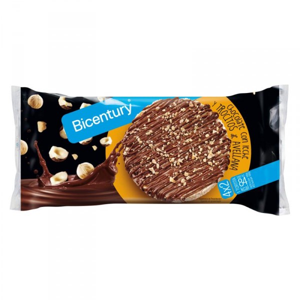TORTITA BICENTURY ARROZ CHOCO TROZOS AVELLANA P-4X2 130 GRS.