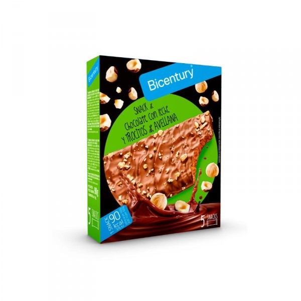 BARRITA BICENTURY CHOCO LECHE TROZOS AVELLANA P-5 90 GRS