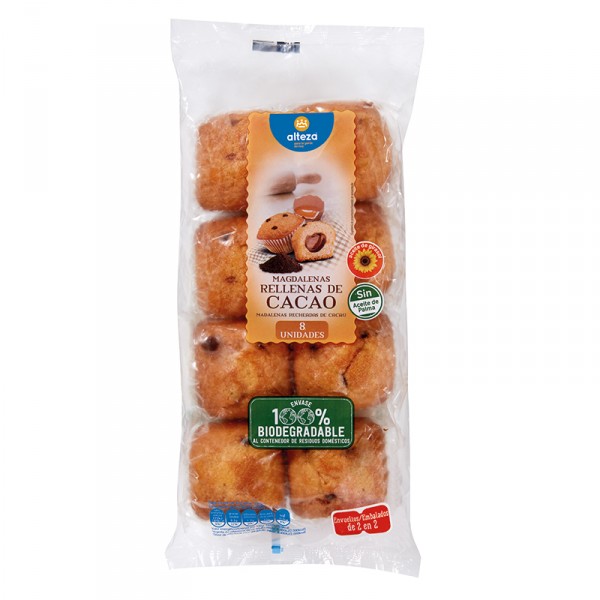MAGDALENAS ALTEZA RELLENAS CACAO 336 GRS.