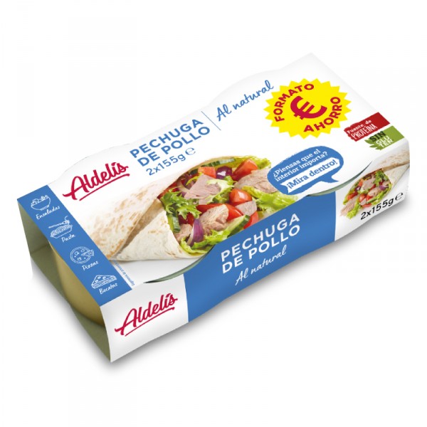 PECHUGA DE POLLO AL NATURAL ALDELIS 2 UD.160 GR. 116 GR. PS