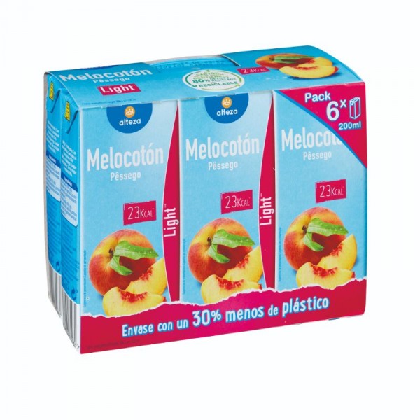NECTAR ALTEZA MELOCOTON BAJO CALORIAS PACK 6 UNID. X 200 ML.