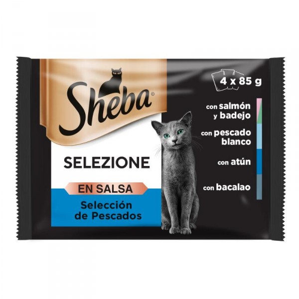 ALIMENTO SHEEBA PESCADO EN SALSA GATO HUMEDO 4 X 85 GRS