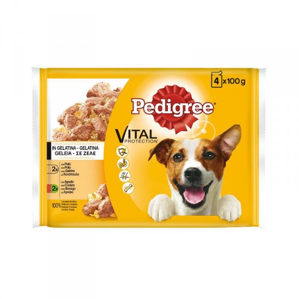 ALIMENTO PEDIGREE BOLSITAS POLLO CORDERO P.H. 4X100GRS.
