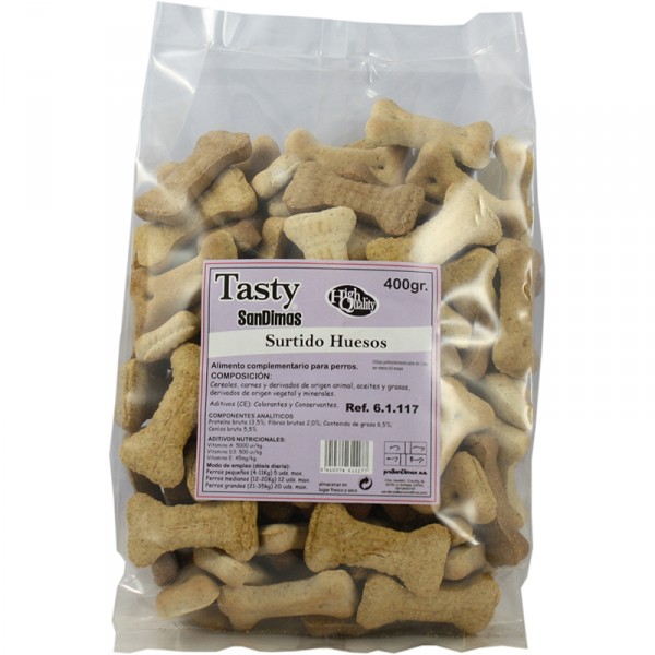 ALIMENTO SAN DIMAS TASTY SURTIDO HUESOS 400 GRS.