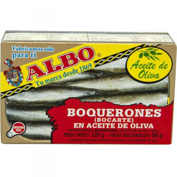 BOCARTES ALBO EN ACEITE DE OLIVA OL-120, 84 GR. P.E.