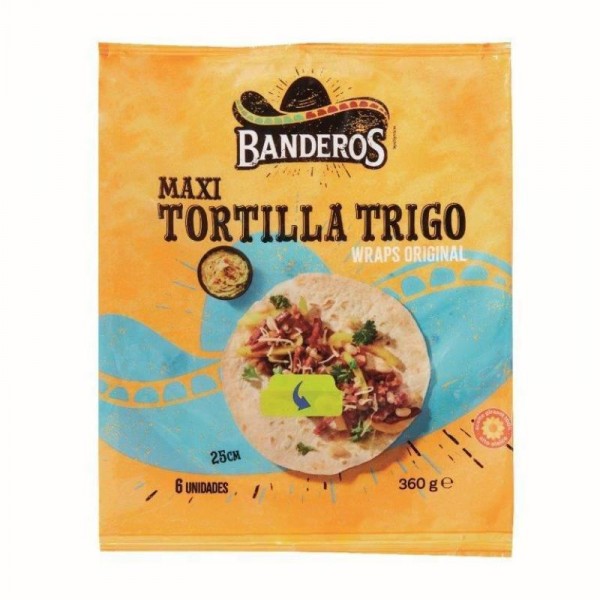 TORTILLA BANDEROS WRAPS 6 UNDS. 25 CM. 360 GRS