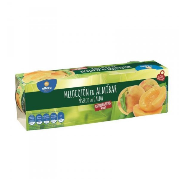 MELOCOTON EN ALMIBAR ALTEZA PACK 3 UNDS X 200 GRS 345 GRS PE