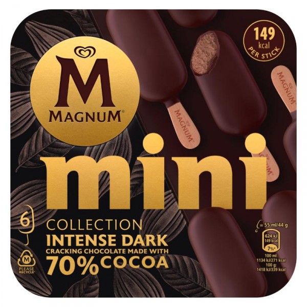 HELADO FRIGO MAGNUM MINI INTENSE DARK PACK 6 UNDS 300 GRS