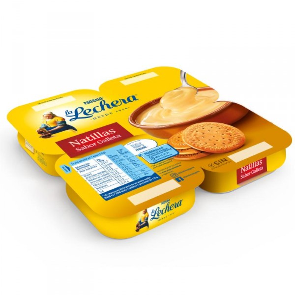 NATILLAS LA LECHERA SABOR GALLETA PACK 4 UNDS X 115 GRS