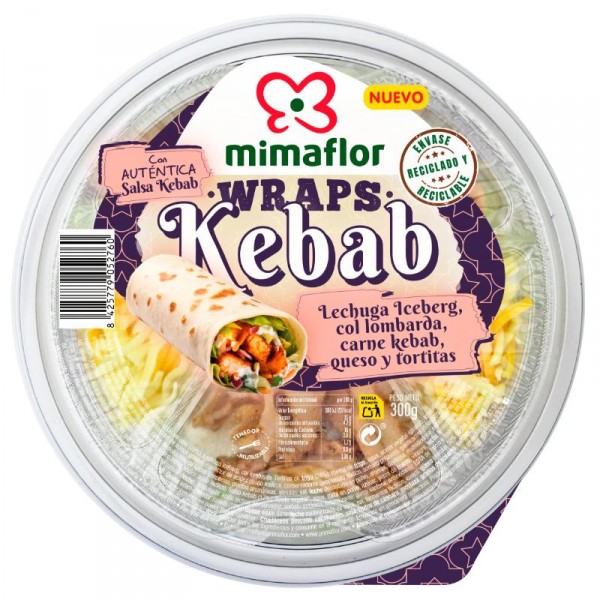 BARQUETA MIMAFLOR WRAPS KEBAB 300 GRS.