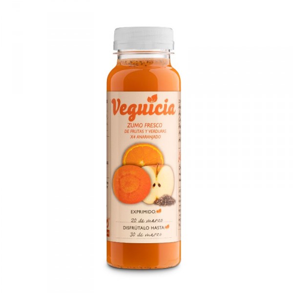 ZUMO FRESCO MANZANA ZANAHORIA NARANJAS Y CHIA DE 250 ML.
