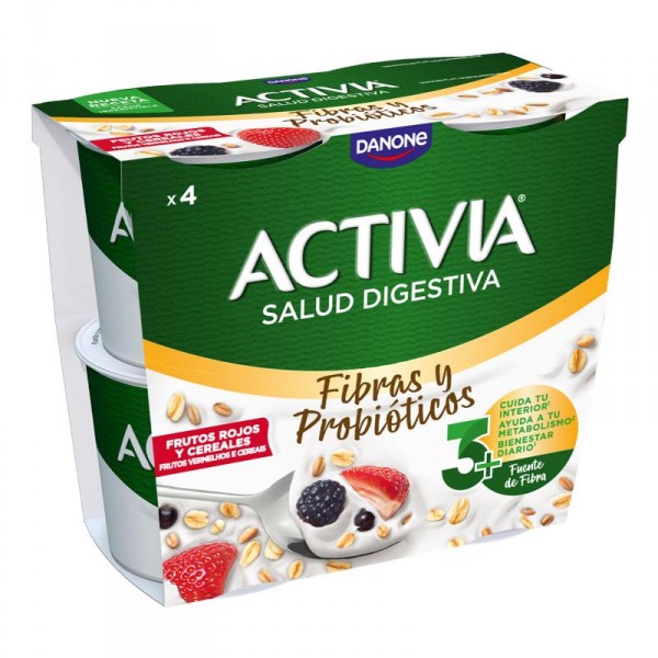 YOGUR ACTIVIA FB.CEREALES FR.ROJOS P-4 X 115 GRS.