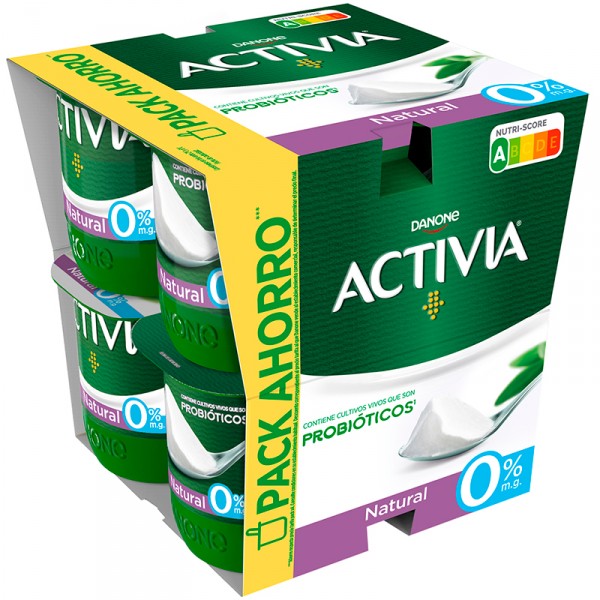 YOGUR DANONE ACTIVIA NATURAL 0% PACK 8 UNDSX125 GRS