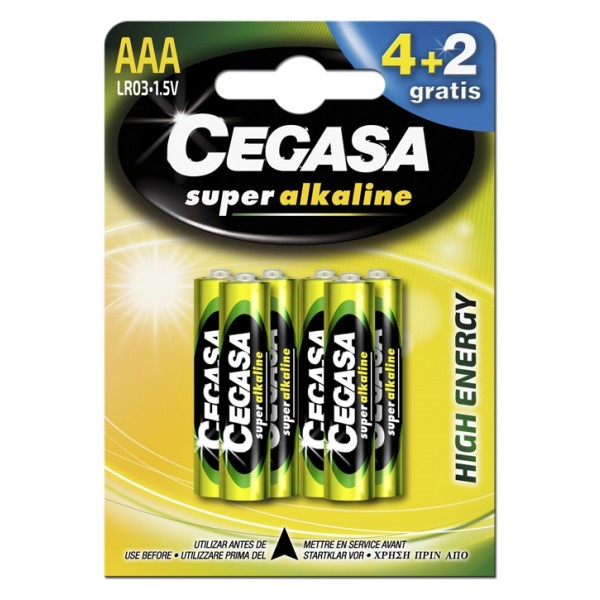 PILA CEGASA S.ALCALINA LR03 PACK 4 UNDS + 2 UNDS