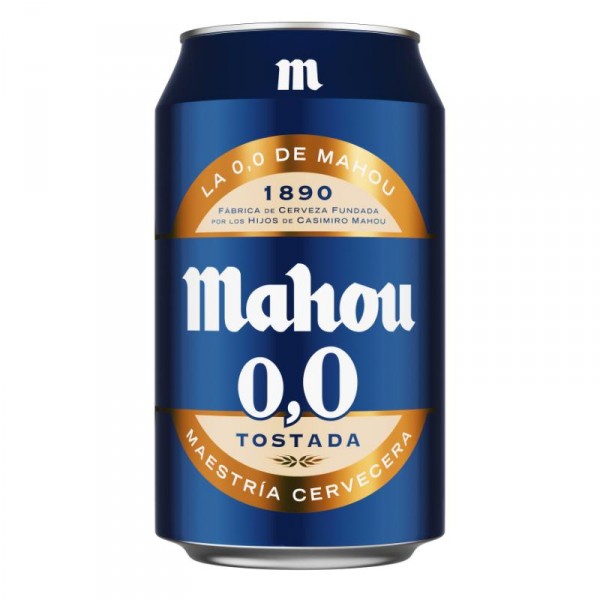 CERVEZA MAHOU 0,0 TOSTADA LATA 33 CL.