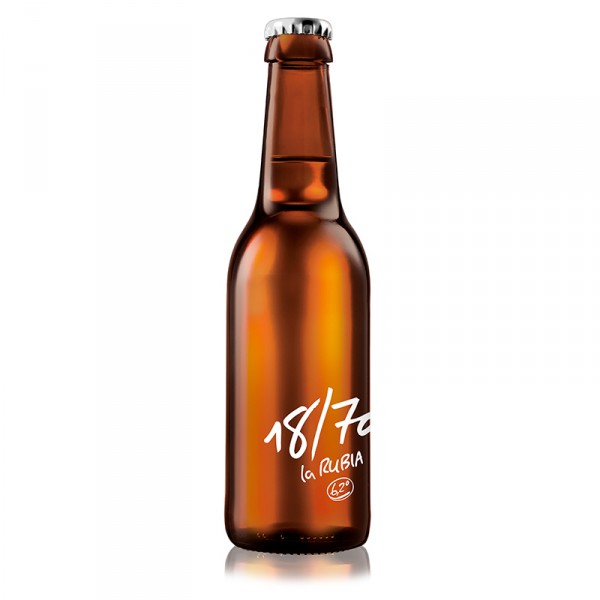 CERVEZA LA RUBIA 18/70 BOTELLIN 33 CL.