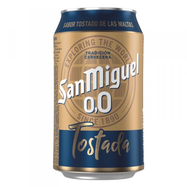 CERVEZA SAN MIGUEL 0,0% TOSTADA LATA 33 CL.