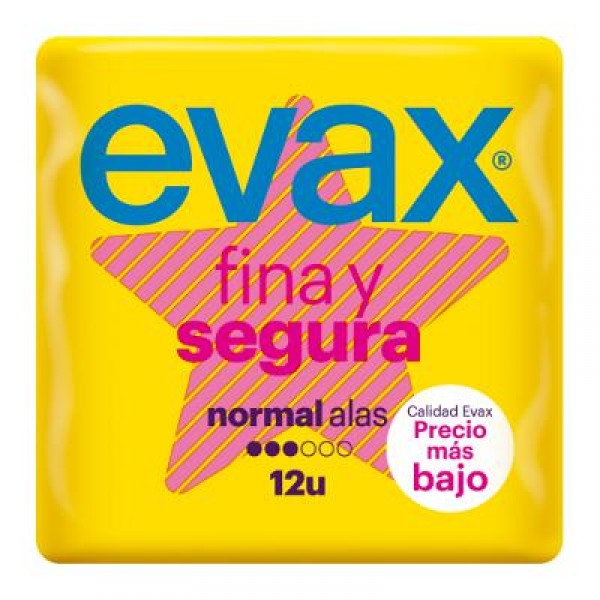 COMPRESA EVAX FINA SEGURA NORMAL ALAS 12 UNDS
