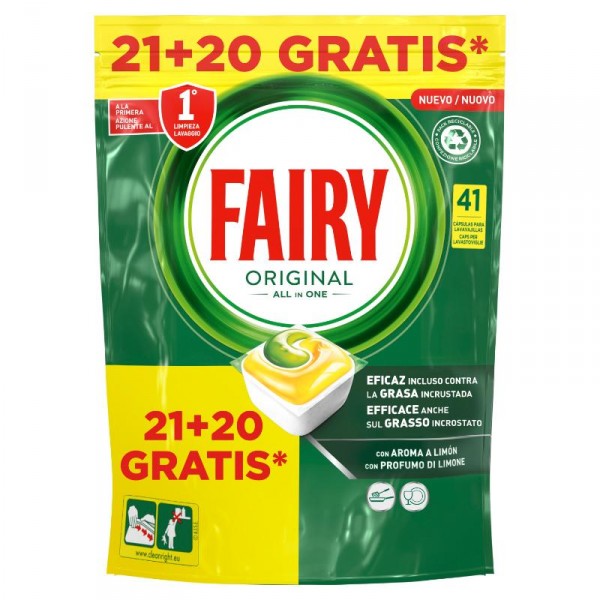 DETERGENTE FAIRY ORIGINAL TODO EN 1 21+20 DOSIS