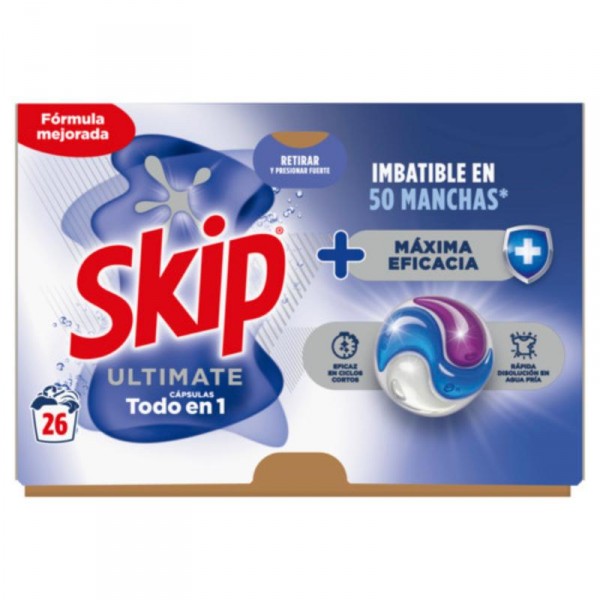 DETERGENTE SKIP ULTIMATE CAPSULAS MAXIMA EFICACIA 26 DOSIS