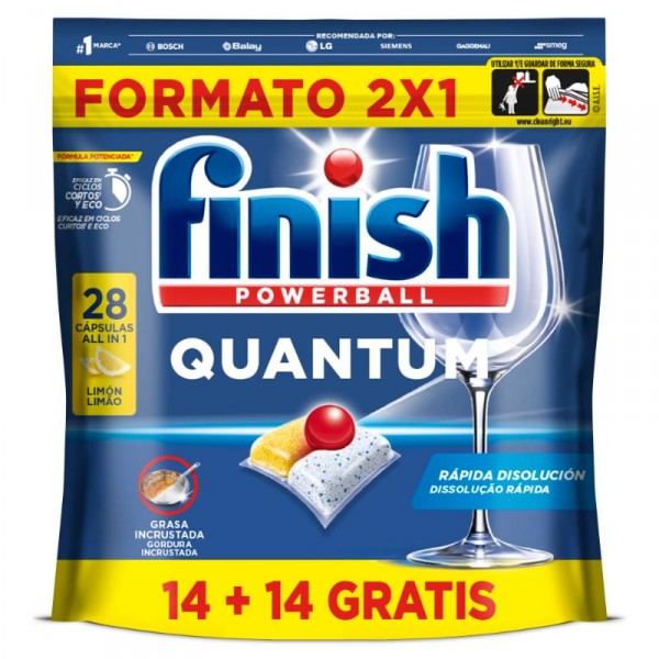 DETERGENTE FINISH QUANTUM LIMON 14+14 PASTILLAS