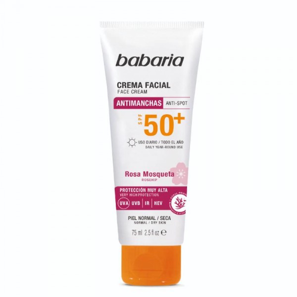CREMA BABARIA FACIAL ANTIMANCHAS ROSA MOSQUETA FP-50 75 ML.