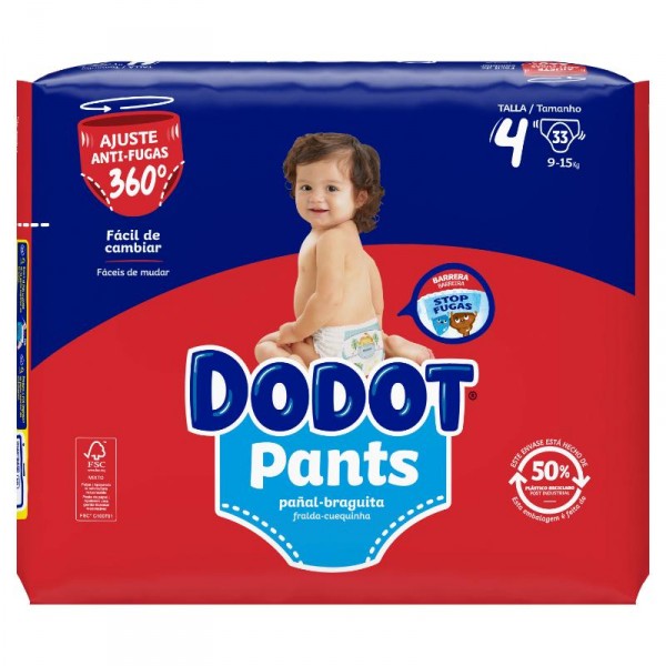 PAÑAL-BRAGUITA DODOT PANTS T-4 (9-15 KG), 33 UNDS