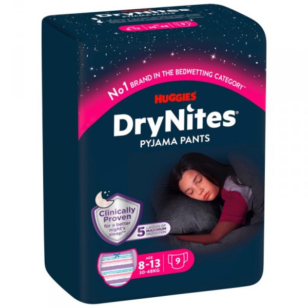 DRYNITES NIÑAS 8-13 AÑOS PAQUETE 9 UNDS