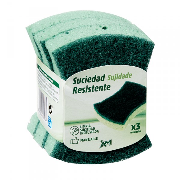 ESTROPAJO  AM SUCIEDAD RESISTENTE PACK 3 UNDS