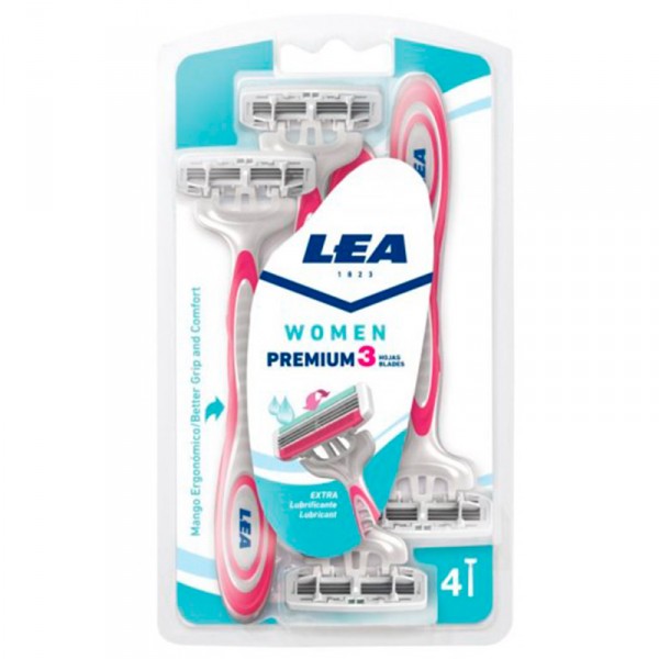 MAQUINILLA LEA WOMEN PREMIUM DESECHABLE 3 HOJAS PACK 4 UNDS.