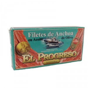 FILETES DE ANCHOA EL PROGRESO ACEITE OLIVA RR-50, 29 GR. P.E
