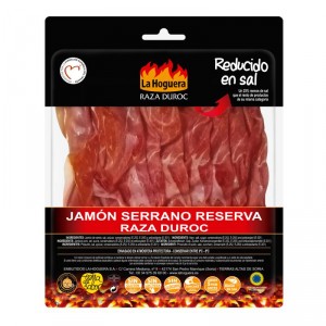 JAMON SERRANO LA HOGUERA RAZA DUROC REDUCIDO EN SAL 25% 100G