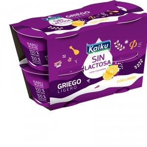 YOGUR KAIKU GRIEGO SIN LACTOSA LIMON P-4 UND.402 GRS.