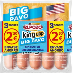 SALCHICHAS ELPOZO BIG PAVO PACK 3 UND.600GRS.