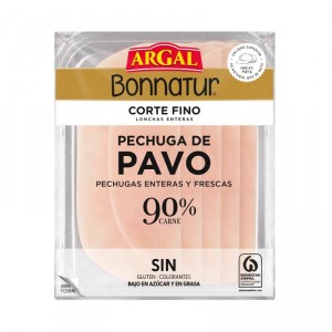 PECHUGA DE PAVO (90%)COR.FINO BONNATUR ARGAL LONCHAS 115 GRS