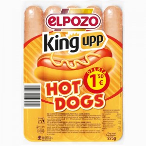 SALCHICHAS ELPOZO KING UPP HOT DOGS 275 GRS.