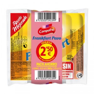 SALCHICHAS PAVO CAMPOFRIO FRANKFURT P-4 X 140 GRS